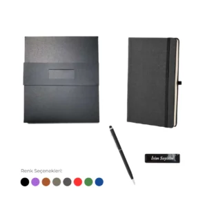 13x21 Logo Baskılı Tarihsiz Defter ve Kalem Seti